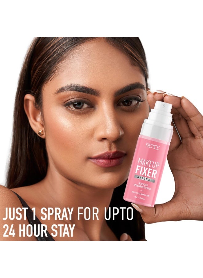 RENEE Natural Makeup Fixer For Face | Non-Sticky, Dewy Finish | With Aloe Vera & Cucumber Extract | Alcohol-Free, Hydrating Setting Spray | Vegan & Cruelty-Free | 60 ml - Image 5